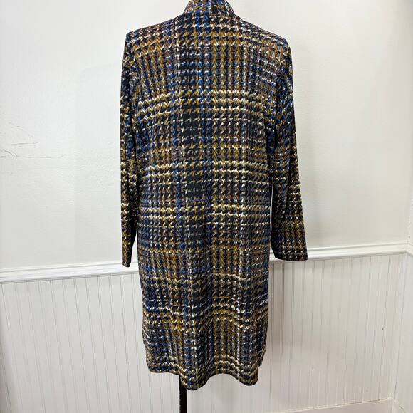 Susan Graver 1X Duster Cardigan Sweater Slinky Knit Career Pockets Houndstooth - Picture 4 of 10